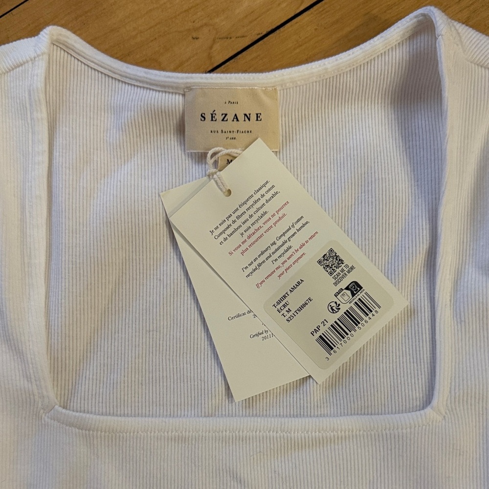 Sézane Amara Short Sleeve Top Ecru M - Picture 7 of 10